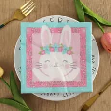 20 Unidades de Guardanapos de Papel com Design de Coelho e Ovo para Festa de Páscoa Suprim HHRT