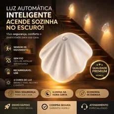 Arandela Decorativa LED Modelo Concha Sem Fio 3 Tons Sensor Luz Ambiente Moderno Elegante