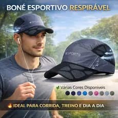 Boné Esportivo Respirável Secagem Rápida Tela Proteção Solar Caminhada Corrida Ajustável Unissex