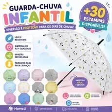 Guarda-chuva Infantil Dinossauros 5 a 9 Anos Bengala Resistente Leve Reforçado Manual Bengala