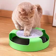 Brinquedo Interativo com Arranhador Gato Pegue o Rato Giratório Anti Estresse Resistente Durável