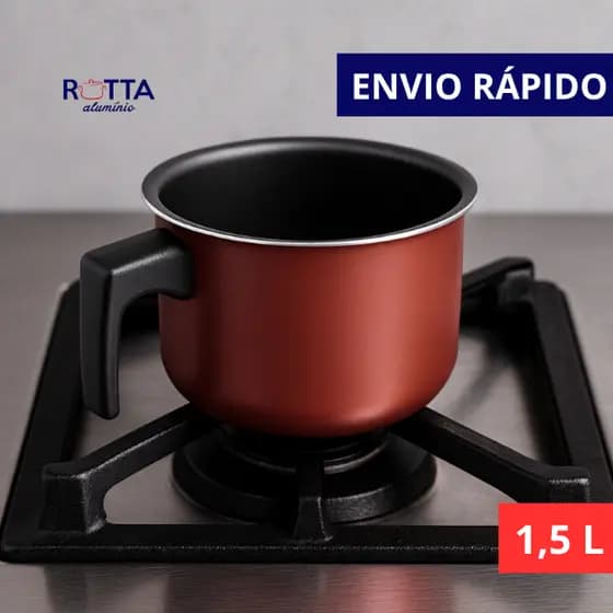 CANECÃO ANTIADERENTE N14 1,5 L CEREJA E PRETO CABO DE BAQUELITE LEITEIRA CANECO COPO PARA FERVER