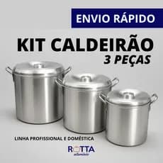 KIT CALDEIRÃO HOTEL N18/20/22 LATÃO  PROFISSIONAL CASEIRO ALUMINIO RESISTENTE  ARMAZENAR CARNE BANHA