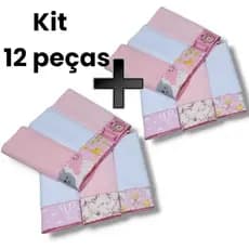Kit Toalha Ombro e Boca Babete 12 Unidades Overlocado e Tecido Estampas Variadas Toalhas Coloridas Macia
