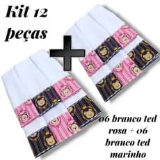 Kit Toalhinha Ombro ou Boca Tipo Babete Algodao Com Poliester Lisas Com Barrados Estampados e Mistos 20 cm x 40 cm