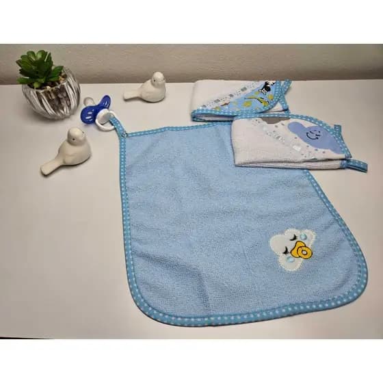 Kit Porta Chupeta Bebê Felpudo Com Bordado E Acabamento Em Viés Kit Com 03 Peças Lindas Cores Menino Menina Neutro