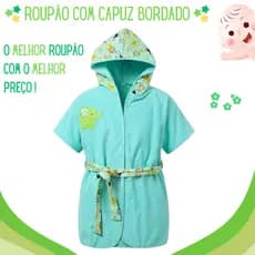 Roupão De Banho Infantil Com Capuz E Bordado Delicado Soft Premium
