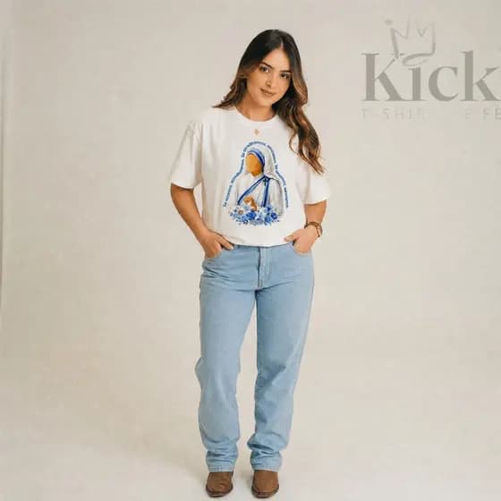 Camiseta T-Shirt Cristã Se Amarmos, Serviremos - Madre Teresa de Calcutá Estilo Religiosa Feminina 100% Algodão