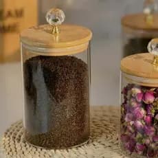 Pote de Vidro com Tampa de Bambu Hermético Super Vedação Cozinha Porta Mantimentos