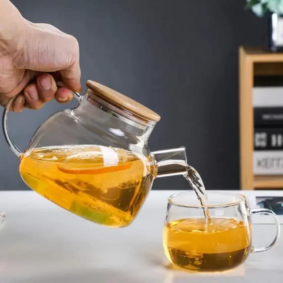 Bule Chaleira De Vidro C/ Infusor Inox Bule 1Litro cozinha Chaleira que vai ao fogo