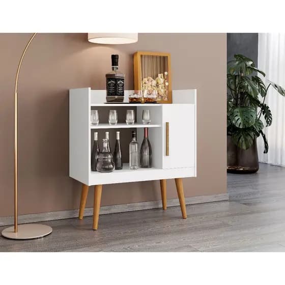 Aparador Buffet Bechara Café II Premium com Portas, Prateleira e Pés em Madeira