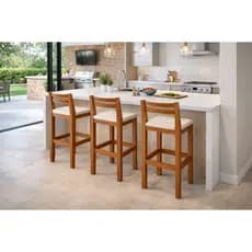 Kit 3 Banqueta Ibiza Área Gourmet Ilha Baixa 77cm - Madeira Maciça