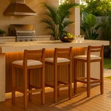 Kit 3 Banqueta Ibiza Área Gourmet Ilha Alta 98cm - Banco Madeira Maciça