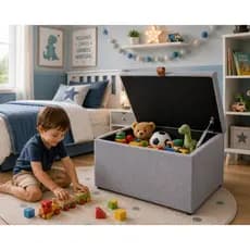 QUEIMA ESTOQUE - Baú Organizador Puff Berlim 60cm em Linho - RECAMIER MINI