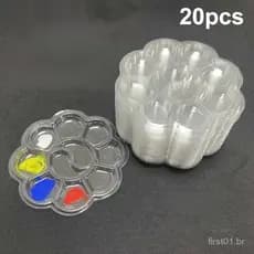 20 Peças Bandeja de Tinta Gouache Descartável Forma de Flor de Ameixa Lavável Pintura em Aquarela