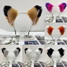 Tiara de Cosplay de Anime com Orelhas de Gato de Pelúcia Multicolorida para Festas e Eventos