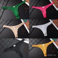 Cueca Masculina Casual de Cintura Baixa, Sem Costura, Ultra Fina e de Cor Sólida