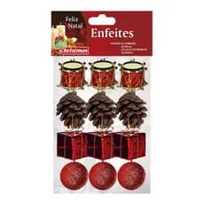 Kit 12 Enfeites Natalinos Vermelhos Para arvore de natal