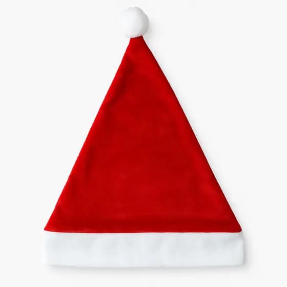 Touca de Papai Noel Clássico – Vermelho com Branco Borda TNT