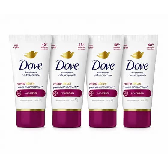 Kit 4 Desodorante Creme Dove Creme Sérum 48h Niacinamida 50g