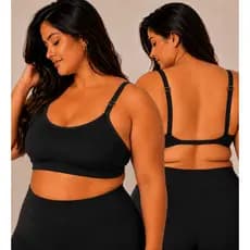 Top Plus Size Fitness Forrado Academia esportio pilates bloguira moda fitness suplex costas abertas alças reforçadas