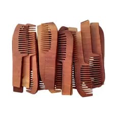 Kit 4 Pentes Rústico de Madeira 22cm Salão Beleza Para Barba e Cabelo, Antiestático e Desembaraça