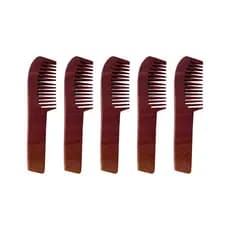 Kit 5 Pentes Rústico de Madeira 22cm Salão Beleza Para Barba e Cabelo, Antiestático e Desembaraça