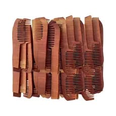 Kit 50 Pentes Rústico de Madeira 22cm Salão Beleza Para Barba e Cabelo, Antiestático e Desembaraça
