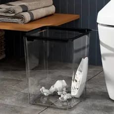 Lixeira Transparente Decorativa 10L com Anel de Pressão Cozinha Banheiro Escritório Home Office