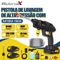 Rubrox 300W Lavadora Alta Pressão Sem Fio Portátil Recarregável CarrosJardins Pistola Lavajato