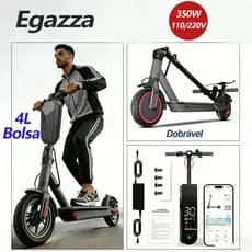 Patinete Elétrico Adulto 350W 36V Bateria 7.5AH 30km Alcance Bluetooth Portátil Rodas 17