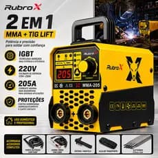RubroX Máquina De Solda 2 Em 1 MMA/TIG Lift 205A IGBT 220V Ideal Para Fazenda Familiar Kit 8