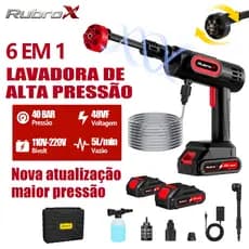 RubroX 300W 6 em 1 Lavadora de Alta Pressão 1000PSI Motor Sem Escovas Para Carros e Jardins