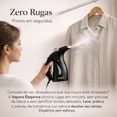 Passadeira a Vapor Portátil 127V Vapora Élégance 127V– Alisa Roupas Sem Ferro, Antirrugas, Compacta e Fácil de Usar