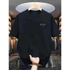 Camiseta Masculina Estampada Milano 100% Algodão  Básica Manga Curta, camisa Estampa Milano, moderna