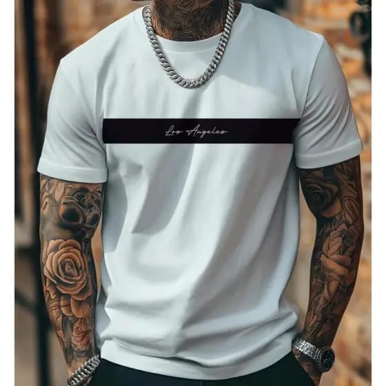 Camiseta Masculina Los Angeles Premium Estampa Minimalista Casual moderna Manga Curta Algodão Unisse