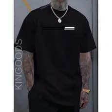 Camiseta Paris 2 faixas preta 100% algodão masculina manga curta,gola redonda Camisa Paris faixa preta