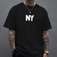 Camiseta Plus Size NY 100% algodão masculina, Plus Size camiseta NY Liberty masc casual e moderna