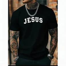 Camiseta Masculina JESUS Estampada Premium – Streetwear Cristão, Algodão Confortável, camisa Jesus