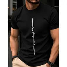 Camiseta Masculina Los Angeles Estampada, Manga Curta Casual,Camisa Estampa LOS ANGELES Vertical mas