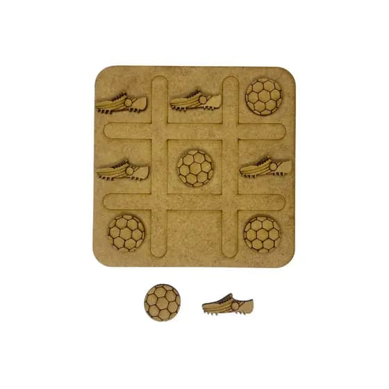 Kit Jogo da Velha Futebol em Mdf Peças de Bola e Chuteira Tabuleiro Infantil Lembrancinha