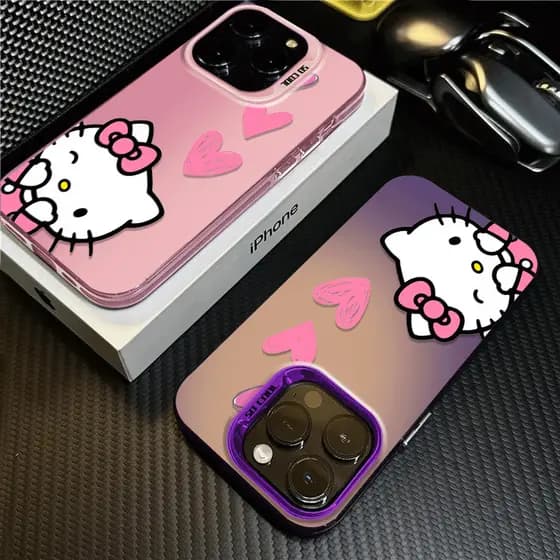 Capinha Hello Kitty Amor Para iPhone X Xr Xs 11 12 13 15 14 16 Pro Max Capa de telefone Resistente A Choques Case
