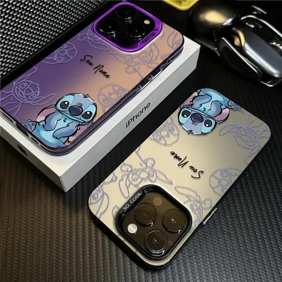 Capinha personalizado Nome de  Lilo & Stitch Para iPhone X Xr Xs 11 12 13 15 14 16 Pro Max Capa de telefone Anti-impacto