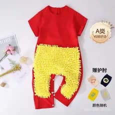 Macacão de verão fino para bebê com mangas curtas, macacão para limpeza de chão, anti-sujeira.