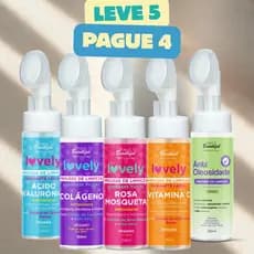 Mousse de Limpeza com Aplicador em Silicone Lovely Face Beautiful 150ml Vitamina C Antioleosidade Colágeno