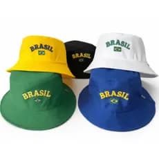 Chapéu Bucket Hat Brasil Bordado Torcida Seleção Brasileira