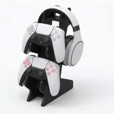Suporte Mesa Porta Controle Vídeo Game Fone Ps4 Ps5 Xbox One - MDF PRETO
