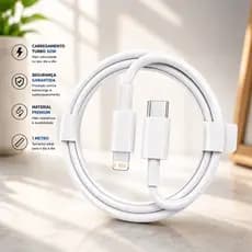Cabo Lightning USB-C PD Turbo 20W Compatível Celular iPhone 7 8 11 12 13 14  Pro Max 1 metro Reforçado Envio Imediato