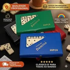 Jogo De Dominó 28 Peças Tipo Osso Com Estojo Luxo  Premium Resistente Peças Pequenas