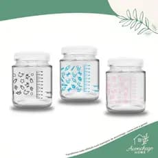 3 Potes de Vidro p Leite Materno 200ml – Livre  BPA c/Graduação - Essenciais p/Amamentação-Armazenar